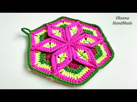 Видео: Красивая подставка крючком из остатков пряжи. Mandala crochet pattern