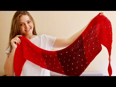 Видео: ШАРФ или БАКТУС спицами! Бактус "Polka-Dots". Классический треугольный ШАРФ. Три бактуса в одном МК