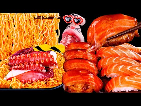 Видео: рамен с осьминогом, суши с гигантским лососем | ASMR-мукбанг от REALMOUTH