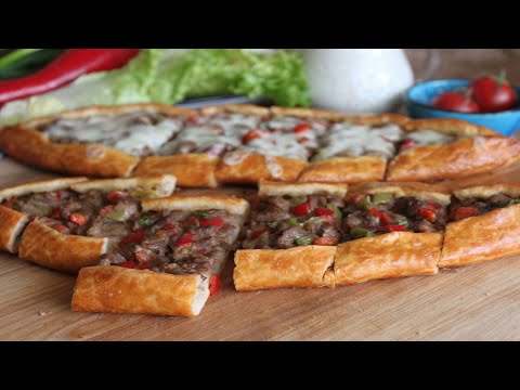 Видео: Как готовят пиде / Кушбашилы пиде с мясом - турецкая пицца / Kuşbaşılı pide / Турецкая кухня