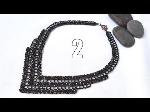 Видео: Black bicone necklace/Beaded necklace/Черное колье из бисера и биконусов/Колье из бисера/2