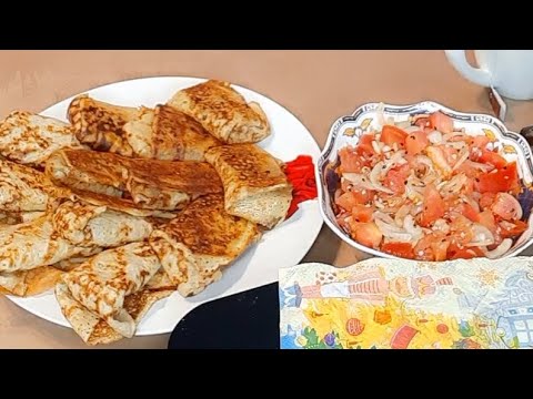 Видео: Блинчики фаршированные 🥞 и салат из 🍅  Рубрика Готовим вместе 👩‍🍳  Мукбанг