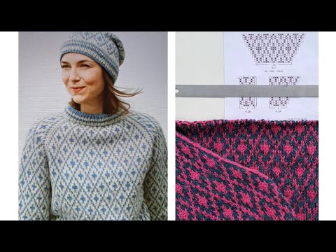 Видео: Жаккард  поворотными рядами по кругу спицами.