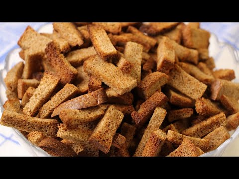 Видео: Не выбрасывайте вчерашний хлеб, приготовьте соленые и острые сухарики в духовке.