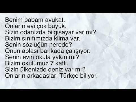 Видео: Уровень А1. Притяжательные местоимения и  аффиксы в турецком языке.