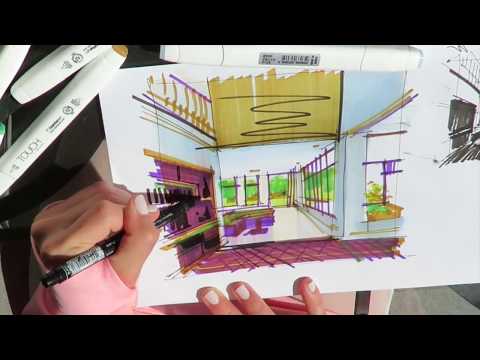 Видео: 👩🏼‍🎨Быстрая техника скетчинга: интерьер широким жалом маркера