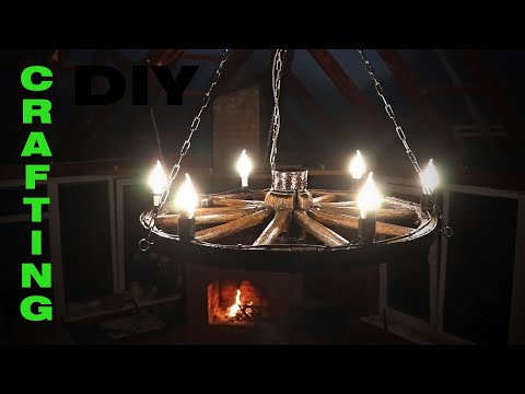 Видео: Люстра из колеса от старой телеги. DIY