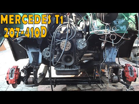 Видео: МЕРСЕДЕС Т1 207Д| Установка переднего/заднего моста, двигателя с КПП| Система подвески, ходовая!:)