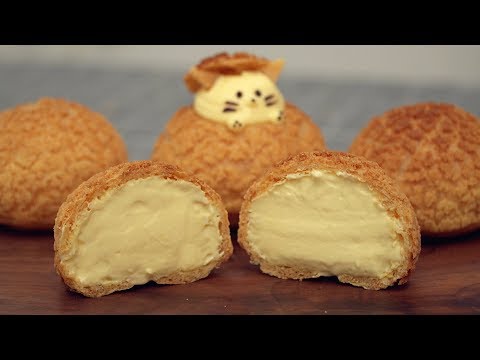 Видео: Пирожные Шу с кракелином | сливочные слойки - Choux Au Craquelin | Cream Puffs