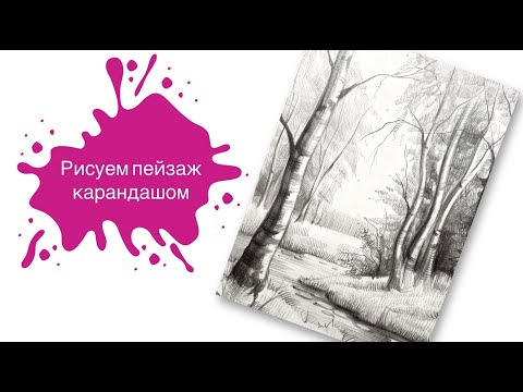 Видео: Рисуем лесной пейзаж простым карандашом! 🍃