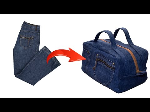Видео: Так просто из старых джинс сшила модную сумку!