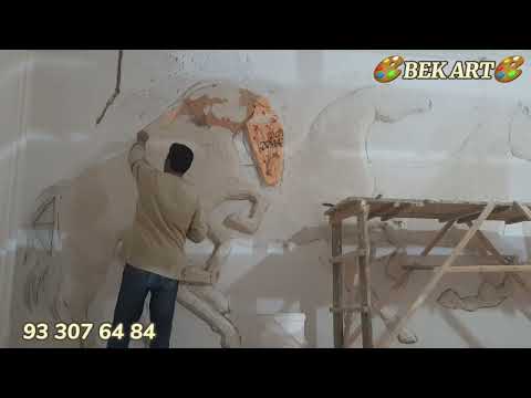 Видео: Барельеф хай-тек стиль Белые лошади  Мастер класс bo'rtirib ishlangan oq otlar xaytek usulda