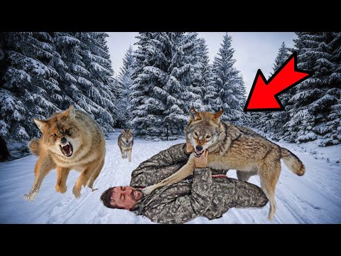 Видео: Волки окружили и напали на мужчину. Только посмотрите, что сделал их вожак!