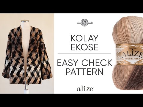 Видео: Alize Angora Gold Batik ile Kolay Ekose • Easy Check Pattern • Легкая шотландская клетка