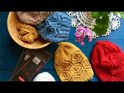 Видео: Шапочка Лютики Обзор Мерки Схема. Вязание Спицами