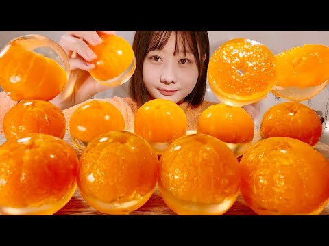 Видео: ASMR Мандариновое желе【русские субтитры】【Mukbang/ Eating Sounds】