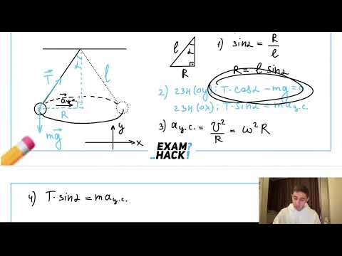 Видео: Конический маятник представляет собой маленький грузик массой m=100 г, вращающийся с - №31029