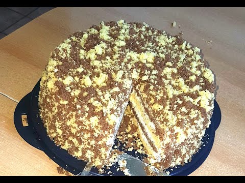 Видео: Бисквитный Торт.Krümel-Torte.Бисквитный Торт обсыпанный  Крошкой