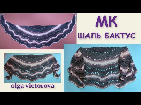 Видео: ШАЛЬ БАКТУС  Вязание спицами 552 #Платокбактусшаль