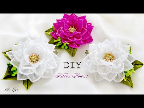 Видео: ЗАЖИМЫ С ЦВЕТАМИ, МК / DIY KANZASHI FLOWERS HAIR CLIP