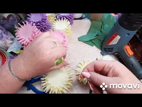 Видео: Букет светильник - астры из изолона 2мм