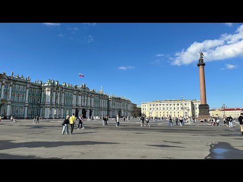 Видео: 4К Санкт-Петербург июнь 2024 Дворцовая площадь, Фонтан, Дворцовый мост, набережная