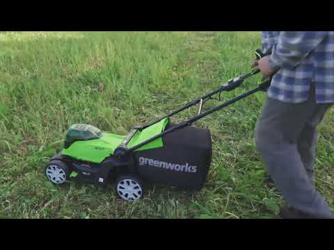 Видео: Тест аккумуляторных и электрической газонокосилок Greenworks 24V, 40V, 48V и 220V журналистами