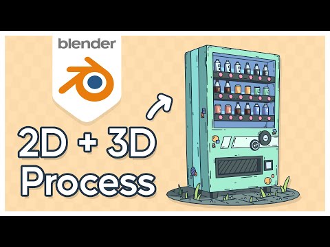 Видео: Мой процесс Blender 2D/3D с помощью Grease Pencil