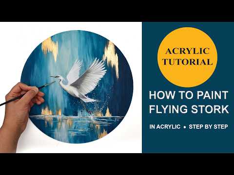Видео: Простая картина птицы акрилом
