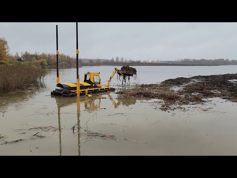 Видео: Часть 2,очистка озера,ил,водоросли,земснаряд,Botsman M,укрепление берега,Землесос,углубление,камыш