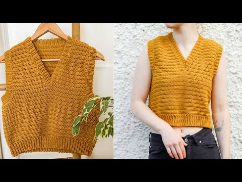 Видео: Урок вязания крючком жилета с V-образным вырезом