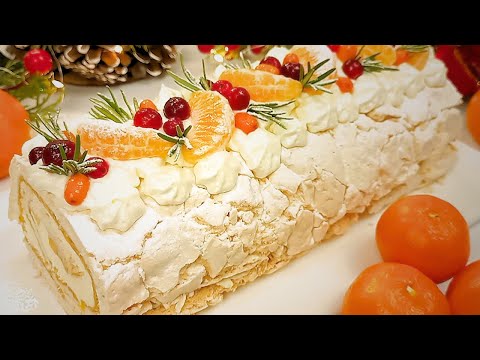 Видео: ТАЕТ ВО РТУ✨Волшебный ПРАЗДНИЧНЫЙ ДЕСЕРТ! Рождественский Меренговый рулет.