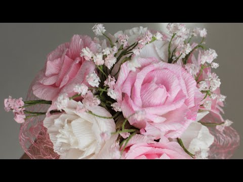 Видео: Букет из гофрированной бумаги в кружке / DIY Crepe paper Bouquet