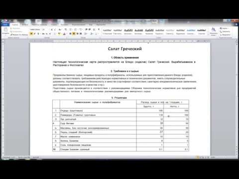 Видео: Калькуляция Технико Технологическая карта