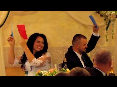 Видео: Конкурс "Вопросы молодоженам" и ломание каравая на свадьбе 2018 Запорожье тамада ведущая Мария