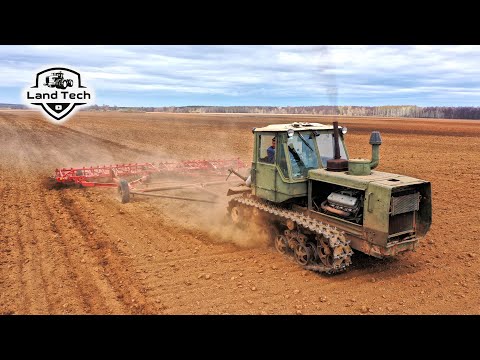 Видео: Гусеничный трактор ХТЗ Т-150 - незаменимый помощник на посевной! Работа с культиваторами КПС-4!