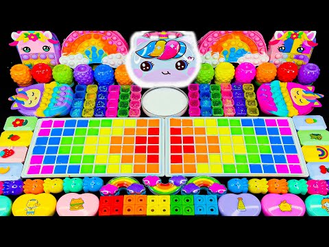 Видео: ASMR слайм 🌈 Радужный единорог, глина, макияж и блёстки | Смешиваем случайные вещи в слайм