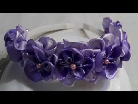Видео: М.К. Красивый  и несложный  ободок  из атласных лент.