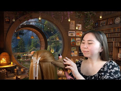 Видео: Асмр - В деревне 🏡 Расчёсывание Волос и Причёска | Нежный Шепот | Asmr Hair