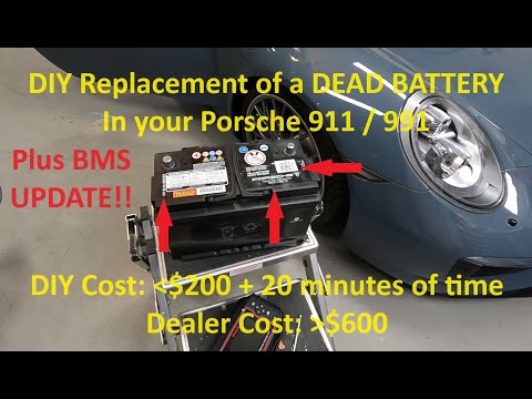 Видео: Замена аккумулятора Porsche 911 991. Экономьте большие деньги. ЛЕГКО. Сделай сам. 981 718 Boxster...