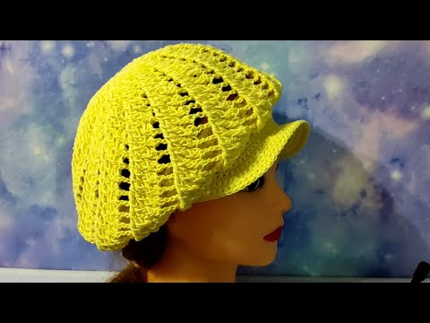 Видео: БЕРЕТ-КЕПКА крючком. Козырек крючком для начинающих.