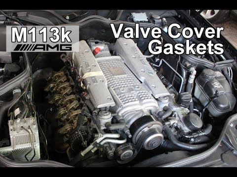 Видео: Как заменить прокладки клапанной крышки на Mercedes E55 AMG - двигатели M113k (CLS55, SL55, S55, ...