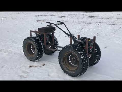 Видео: Квадроблок-   мотоблок  на огромных колесах  4х4