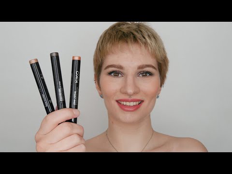 Видео: Обзор стойких теней для век Kiko Milano Long Lasting Stick, демонстрация, образцы + как правильно...