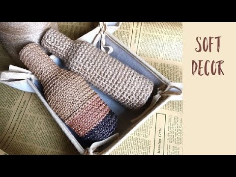 Видео: Интересный вязаный чехол на бутылку из джута | Soft Decor - Татьяна Чакур