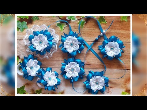 Видео: Лента в косу с цветами канзаши –камелия  МК   Ribbon in braid with flowers kanzashi  MK