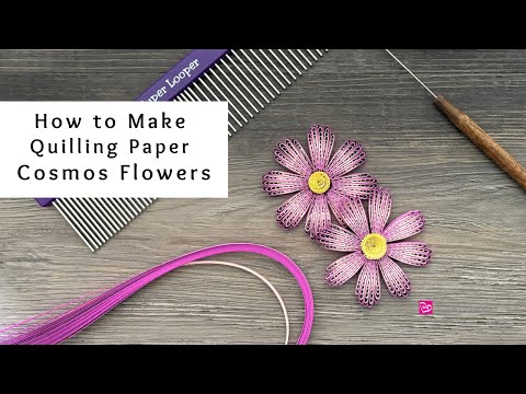 Видео: Как сделать цветы космоса из бумаги для квиллинга | Квиллинг для начинающих