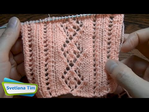 Видео: Узор АЖУРНЫЕ РОМБЫ и ПОЛОСОЧКИ для весенних и летних изделий. Вязание спицами / АЖУРНЫЕ УЗОРЫ № 121