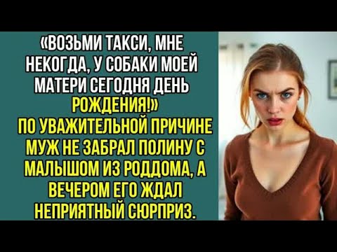 Видео: Возьми такси, мне некогда, у собаки моей матери день рождения. Муж не забрал Полину из, роддома...