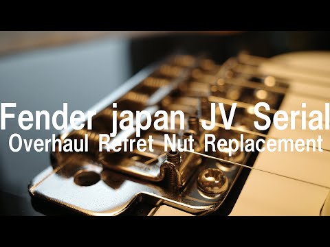 Видео: Fender Япония JV Серийный Stratocaster Стратокастер рефретная гайка Замена гайки Капитальный ремонт